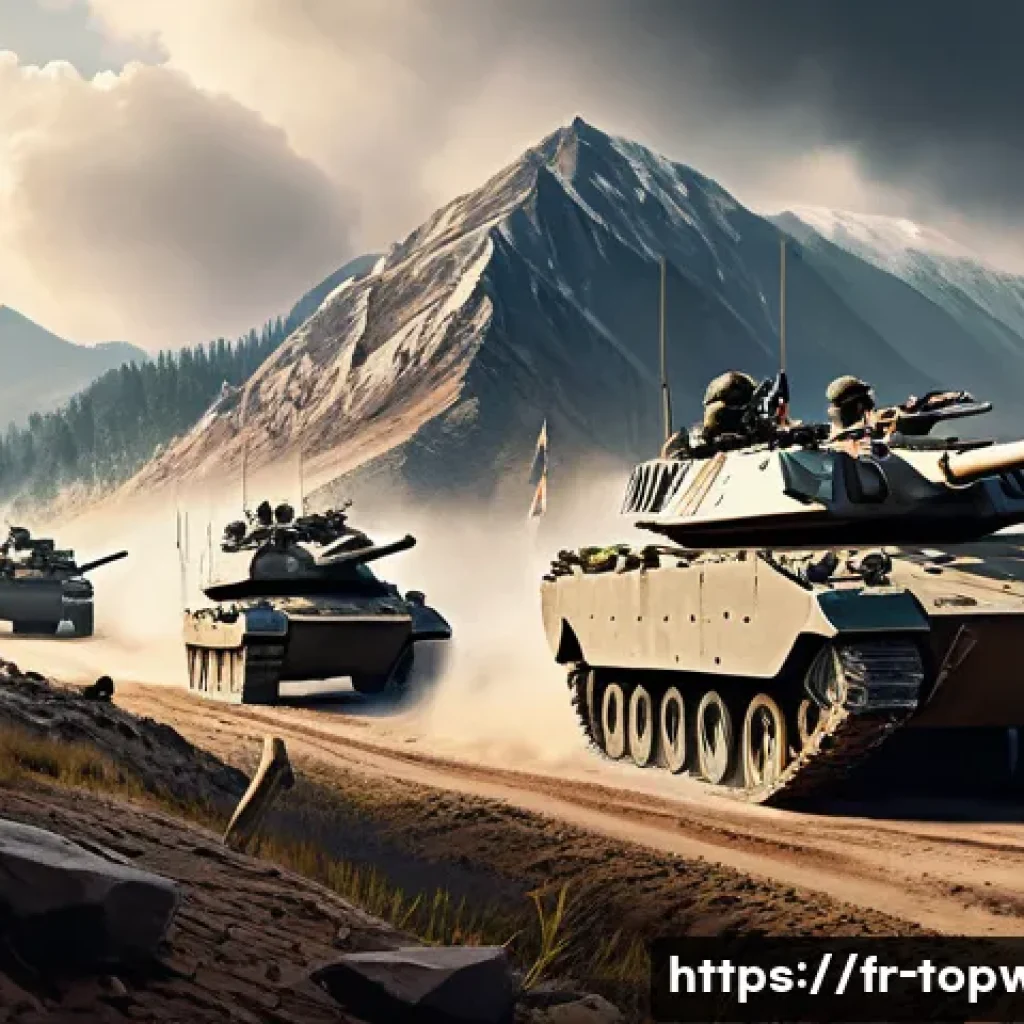 top war 전투 시나리오 분석 - A detailed battlefield scene featuring a diverse army of ground forces composed of sturdy infantry s...