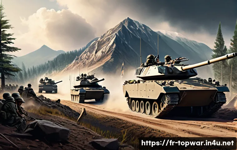 top war 전투 시나리오 분석 - A detailed battlefield scene featuring a diverse army of ground forces composed of sturdy infantry s...