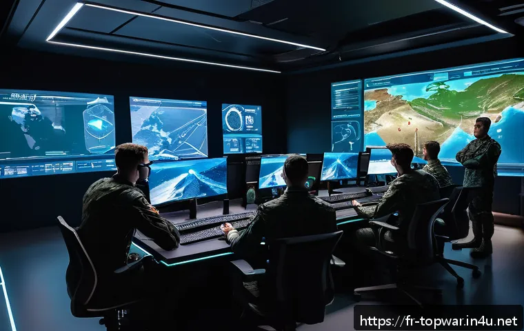 top war 게임 코칭 서비스 - A futuristic war strategy room with a diverse team of international gamers analyzing digital hologra...