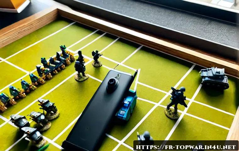 top war 공격 시 유닛 배치법 - Photorealistic overhead view of a smartphone strategy game battle setup, French player’s hands caref...